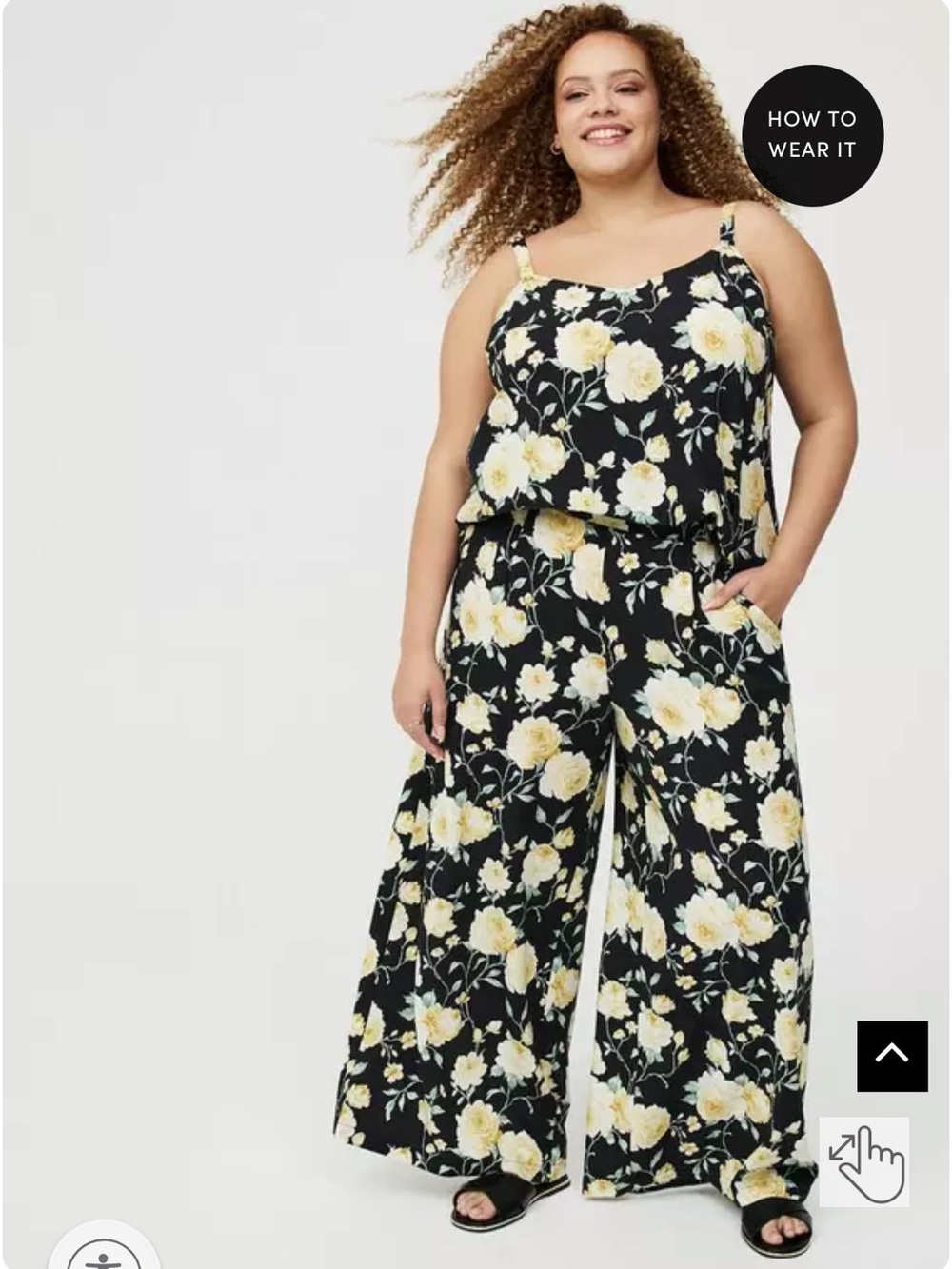 High-Rise Pull-On Wide-Leg Pant - Black Floral Size 3